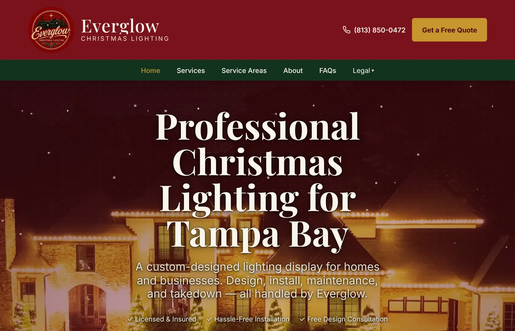 Everglow Christmas Lighting website