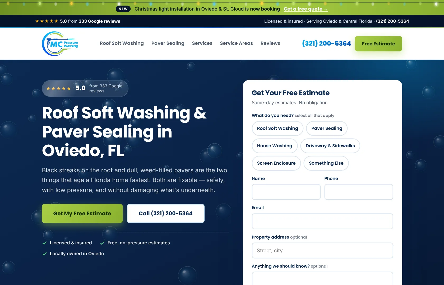 MC Pressure Washing FL website
