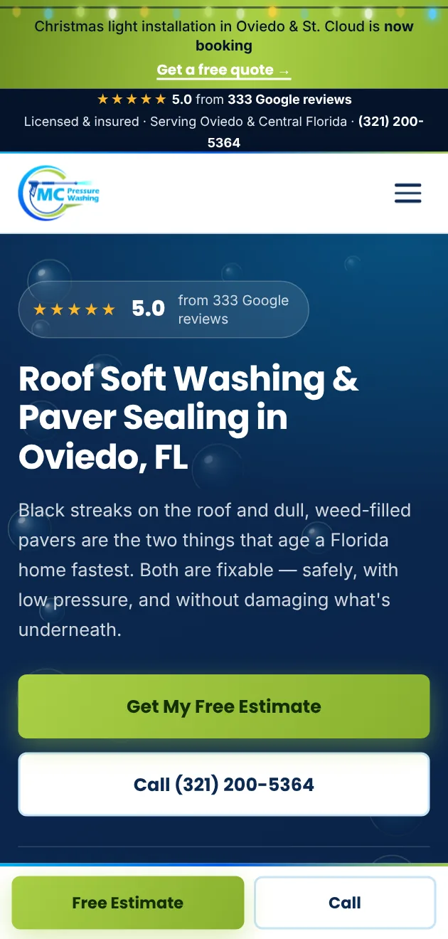 MC Pressure Washing FL on mobile