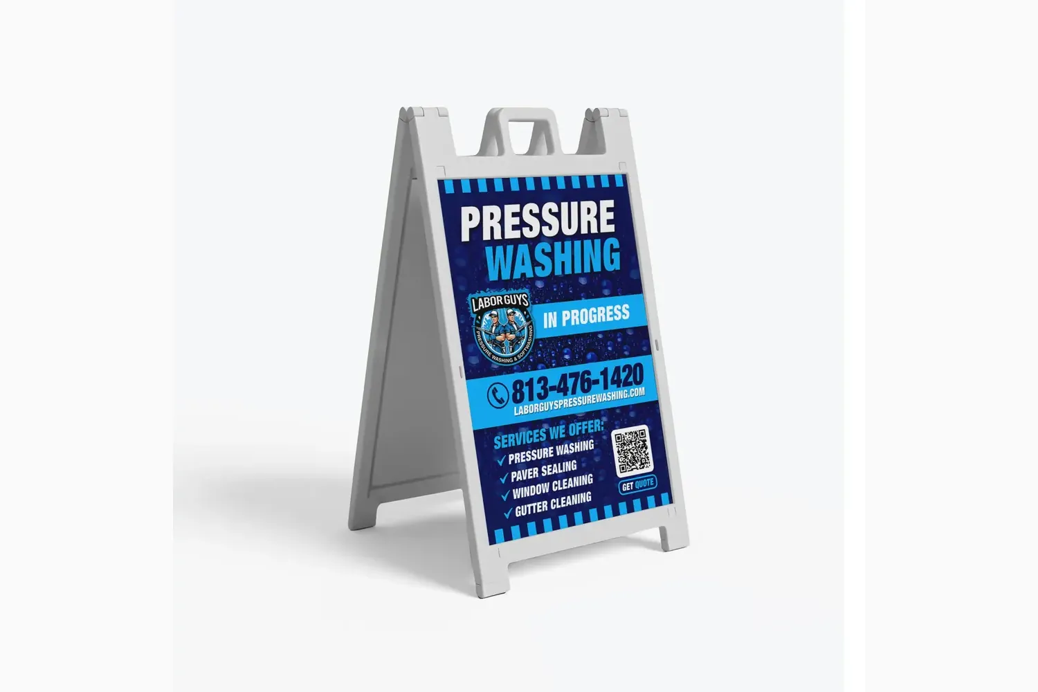 Pressure Washing In Progress a-frame sign design by The MC System