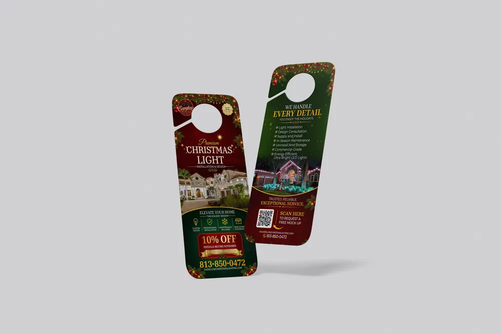Christmas Light Installation door hanger design by The MC System