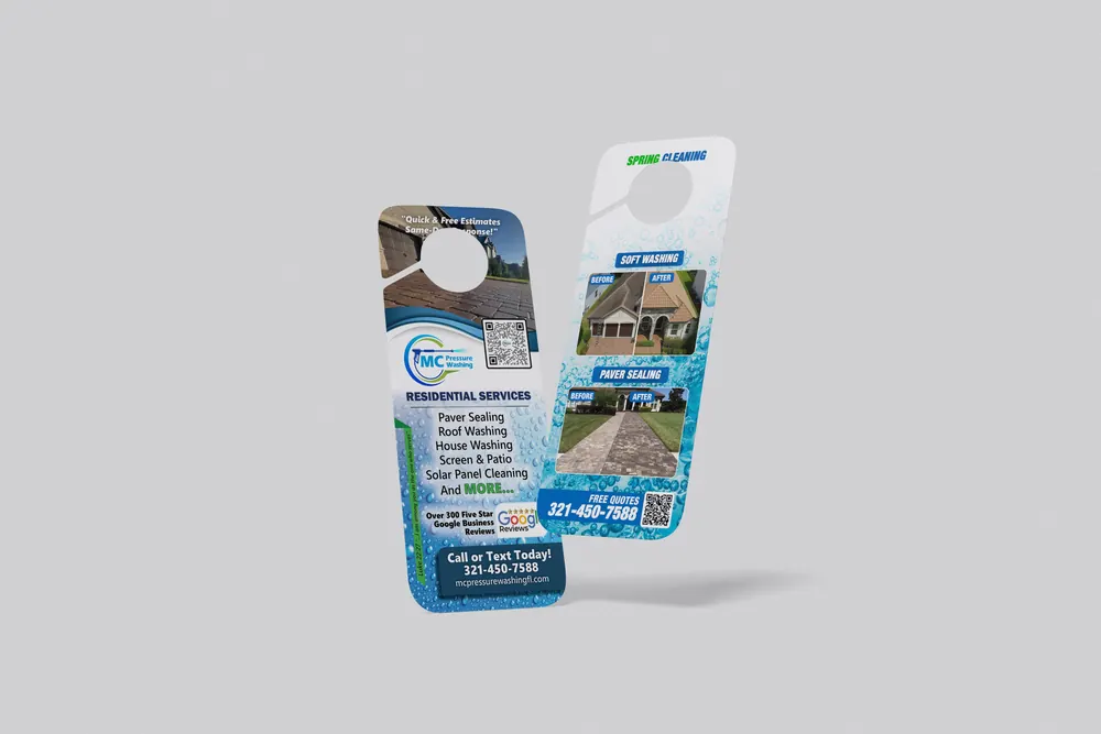 Pressure Washing & Paver Sealing door hanger design by The MC System
