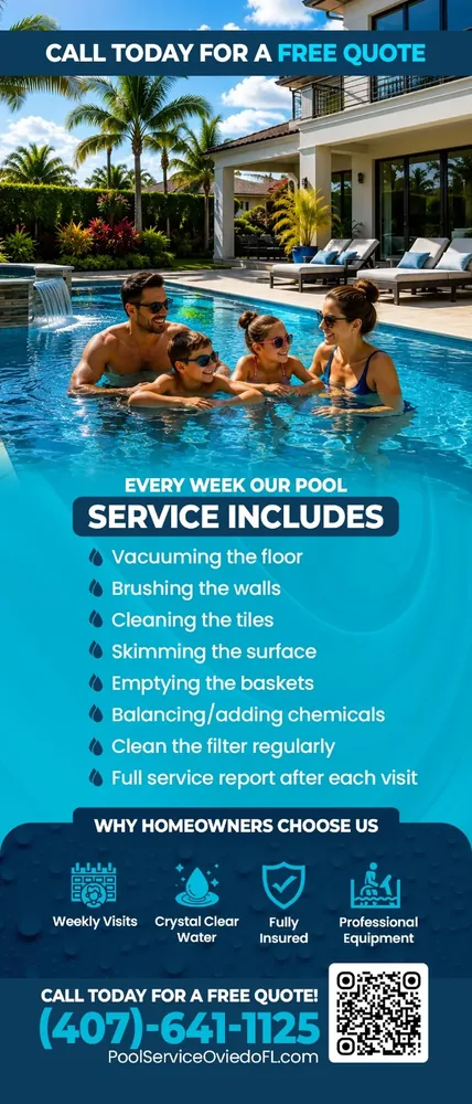 Full-color pool service door hanger, back