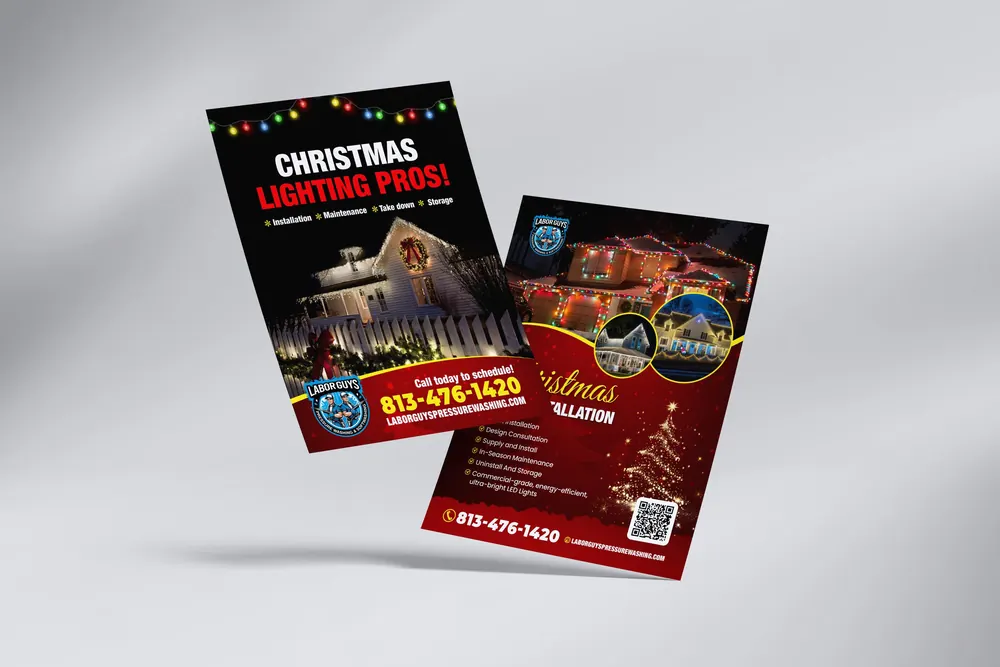 Christmas Lighting Pros postcard design by The MC System