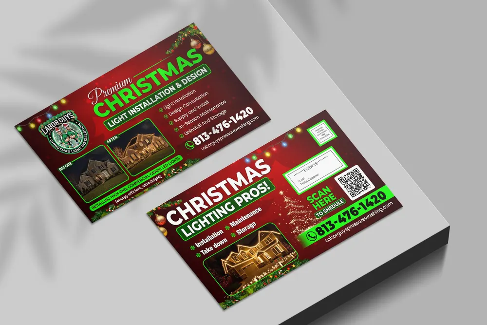Premium Christmas Lighting postcard design by The MC System