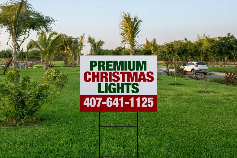 Premium Christmas Lights yard sign design by The MC System